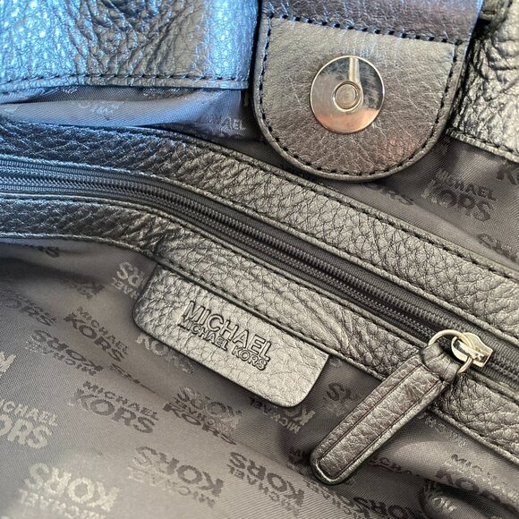 Michael Kors Black Pebbled Leather Drawstring Shoulder Tote Bag - Picture 5 of 8